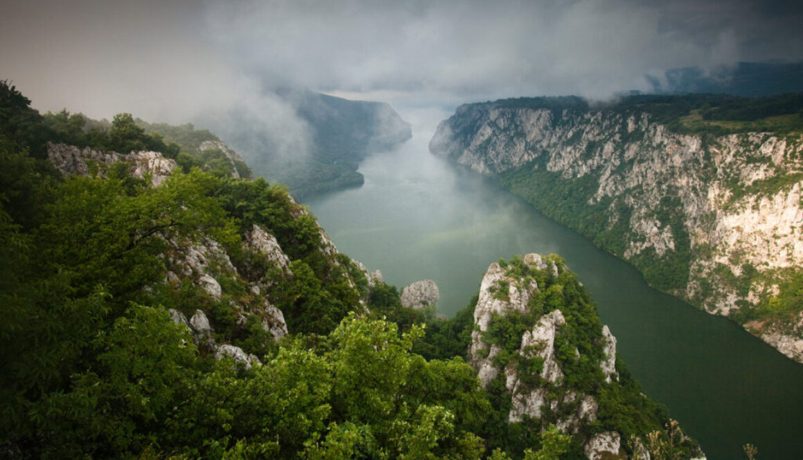 River Danube flowing through the Iron Gate Gorge, Djerdap Nation